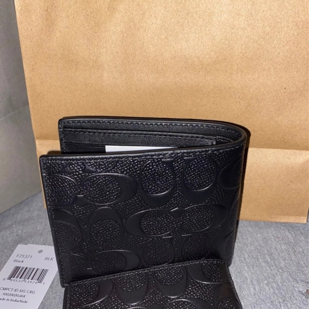 Coach wallet(all black w/ detached card holder) - Picture 3 of 5